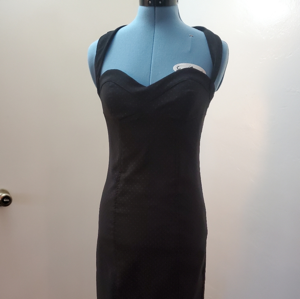 Black with gray polka dots halter